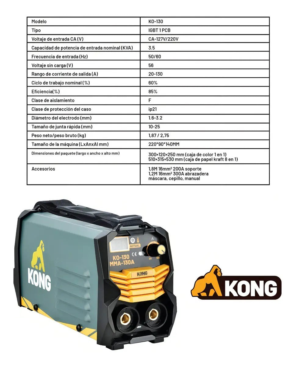 Soldadora Inverter KO-130 Kong
