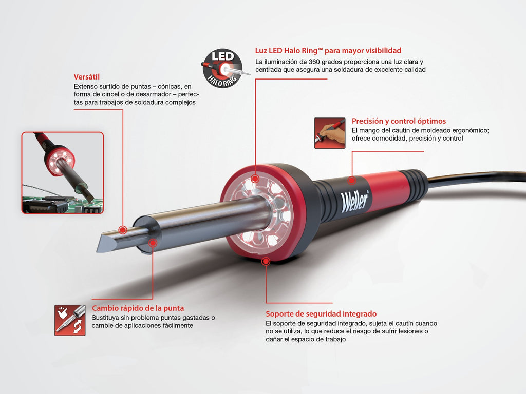 Cautín para soldadura de 60 W con luz LED Halo Ring™ WLIR6012A Weller